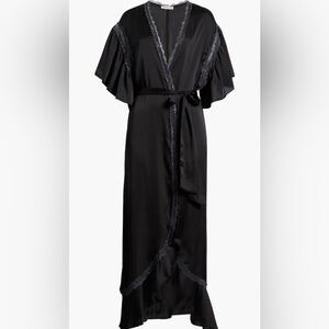 Free People Intimately Moonbeams Lace Trim Satin Robe